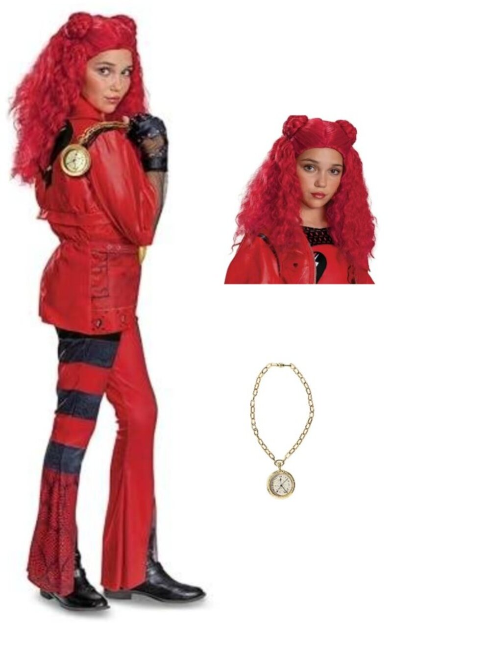 Descendants RED, Wig, Light Up Watch Halloween Costume 10/12 Deluxe Disney Girls